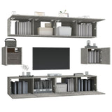 6 Piece TV Cabinet Set Concrete Grey Engineered Wood 3114361