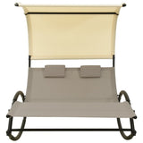 Sun Lounger Taupe and Cream Textilene, Steel Large 310549