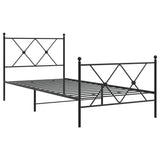 Metal Bed Frame without Mattress with Footboard Black 90x200cm 376513