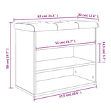 Shoe Bench Sonoma Oak 62x32x50 cm Engineered Wood 835098
