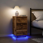 ZNTS Bedside Cabinet with LED Lights Old Wood 38x34x65 cm 861308