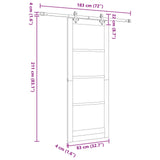Sliding Door Natural and White 83 x 232 cm Solid Pine Wood 3445526