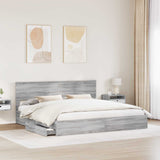 Storage Bed Grey Sonoma 200 x 200 cm Engineered Wood 3410768
