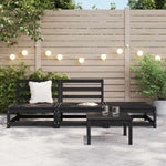 3 Piece Garden Lounge Set Black Solid Pinewood 805714