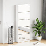 Shoe Cabinet with Mirror 5-Layer High Gloss White 63x17x169.5 cm 3228282