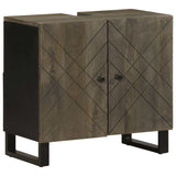 2 Piece Bathroom Furniture Set Black Solid Wood Mango 3310000