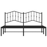 ZNTS Metal Bed Frame without Mattress with Headboard Black 180x200cm 373793