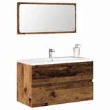Bathroom Cabinet with Mirror Old Wood Engineered Wood 856377
