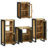 Bathroom Furniture Set with Shelf 4 pcs Brown Solid Mango Wood 3305702