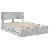 Bed Frame Concrete Grey 140 x 200 cm Engineered Wood 3412181