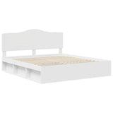 Bed Frame with Headboard White 200 x 200 cm Solid Pine Wood 3413263