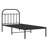 Metal Bed Frame without Mattress with Headboard Black 80x200cm 353626