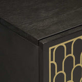 Side Cabinet Black Solid Mango Wood Standard Cabinet 358322