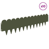 Lawn Edging 10 pcs 103 x 25 cm Steel Olive Green 8008702
