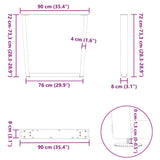Dining Table Legs V-Shape 2 pcs Natural Steel 90x cm Steel 4012655