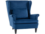 Modern Accent Chair with High Backrest and Pillow, Velvet-Feel Fabric Reading Chair with Solid Wood T3398P548097