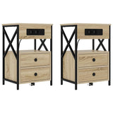 Bedside Cabinet with Drawer 2 pcs Sonoma Oak 40 x 31 x 60 cm 859463