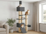 Floor-to-Ceiling Cat Tree with Sisal Post Dark Grey 257-283 cm 42053501