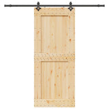 Sliding Door with Hardware Set 95x210 cm Solid Wood Pine 3332734