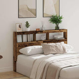 Headboard Cabinet with LED Old Wood 160x17x102 cm 863131