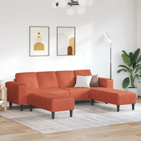 Fabric Sofa with Cushion Red Orange 208 cm Corduroy fabric 3335138