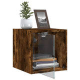Bedside Cabinets with Glass Doors 2 pcs Smoked Oak 35x37x35 cm 836471