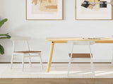 Dining Chair 2 pcs White and Natural 43 x 44.5 x 77 cm 42020488