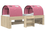 Bed with Tunnel 4 pcs Sonoma and Pink Engineered Wood 3423578