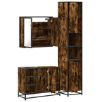 ZNTS 3 Piece Bathroom Furniture Set Smoked Oak Engineered Wood 3301092