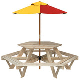Picnic Table for 6 Kids with Umbrella Hexagon Solid Wood Fir 3281625