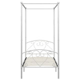 Bed Frame White Metal Single Durable Bed Frame Rectangular 284426