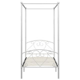 284428 Canopy Bed Frame without Mattress White Metal 120x200 cm