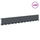 Lawn Edging 20 pcs 102 x 15 x 4 cm Steel Anthracite 8008770