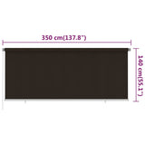 Outdoor Roller Blind 350x140 cm Brown HDPE 312976