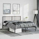 Metal Bed Frame without Mattress with Headboard Black 150x200cm 350866