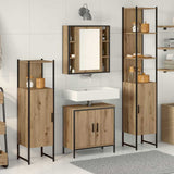 Bathroom Furniture Set with Shelf 4 pcs Brown Engineered wood 3334428