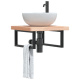 Basin Shelf Wall Mounted Steel and Solid Wood Beech 3302421