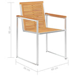 Garden Chairs 8 pcs Solid Teak Wood and Stainless Steel 3078553