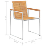 Garden Chairs 8 pcs Solid Teak Wood and Stainless Steel 3078553