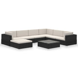 Patio Furniture Black and Cream Poly Rattan, Steel, Polyester Large 41271