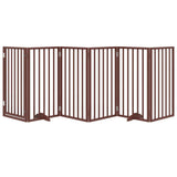 Dog Gate with Door Foldable 6 Panels Brown 300 cm Poplar Wood 352199
