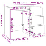 ZNTS Desk High Gloss White 90x45x76 cm Engineered Wood 801379