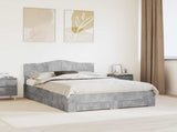 Bed Frame Concrete Grey 140 x 190 cm Engineered Wood 3413196