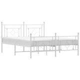 Metal Bed Frame without Mattress with Footboard White 150x200cm 374408