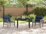 Garden Dining Set with Cushion 3 pcs Grey and Black Rattan 3380246