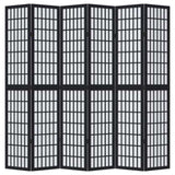 Room Divider 6 Panels Black Solid Wood Paulownia 358780