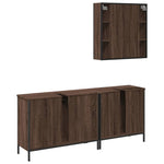 ZNTS 3 Piece Bathroom Cabinet Set Brown Oak Engineered Wood 3214734