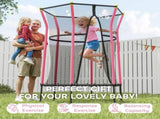 Kids Trampoline Mini Bouncer with Enclosure Safety Net For Ages 3-10 Years - Pink T3398P348058