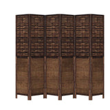Room Divider 6 Panels Dark Brown Solid Wood Paulownia 358715