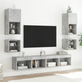 Bedside Cabinets with LED Lights Wall-mounted 2 pcs Concrete Grey 837120